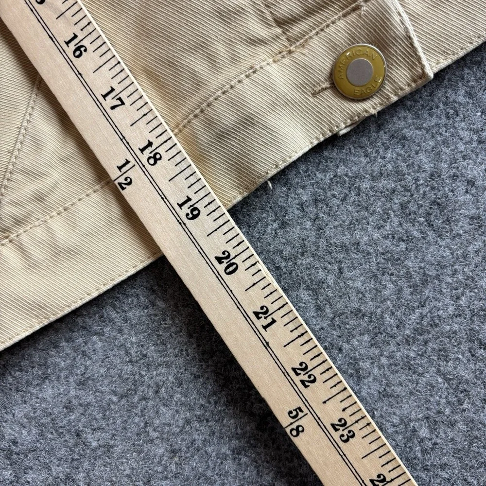 American Eagle Cropped Jacket Womens  XL (Fits Medium) Tan Denim Y2K Casual Fit‎